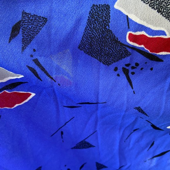 Vintage 70's Handmade Abstract Print Tie Secretary Dress - Picture 6 of 8